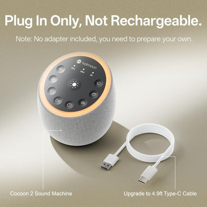 Hotmoon Sound Machine for Sleep, Cocoon 2 White Noise Sound Machine with 40 Relaxing Sounds, Dual-Speaker & Timer, 8 Night Light, Pink Brown Green Noise for Sleeping Adults, Office Privacy, Plug-in