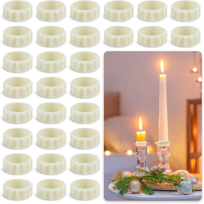 U0U Candle Grippers - 30 Pack Rubber Candle Hugger Gaskets for Taper Candles | Keeps Candles Upright, Beige