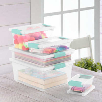 Sterilite Clip Box - Stackable Small Storage Bin with Latching Lid for Office & Crafts | Clear, 1-Pack