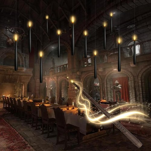 Kakoya Flameless Floating Candles - 12 Pcs LED Taper Candles with Remote | Black Magic for Halloween Decor