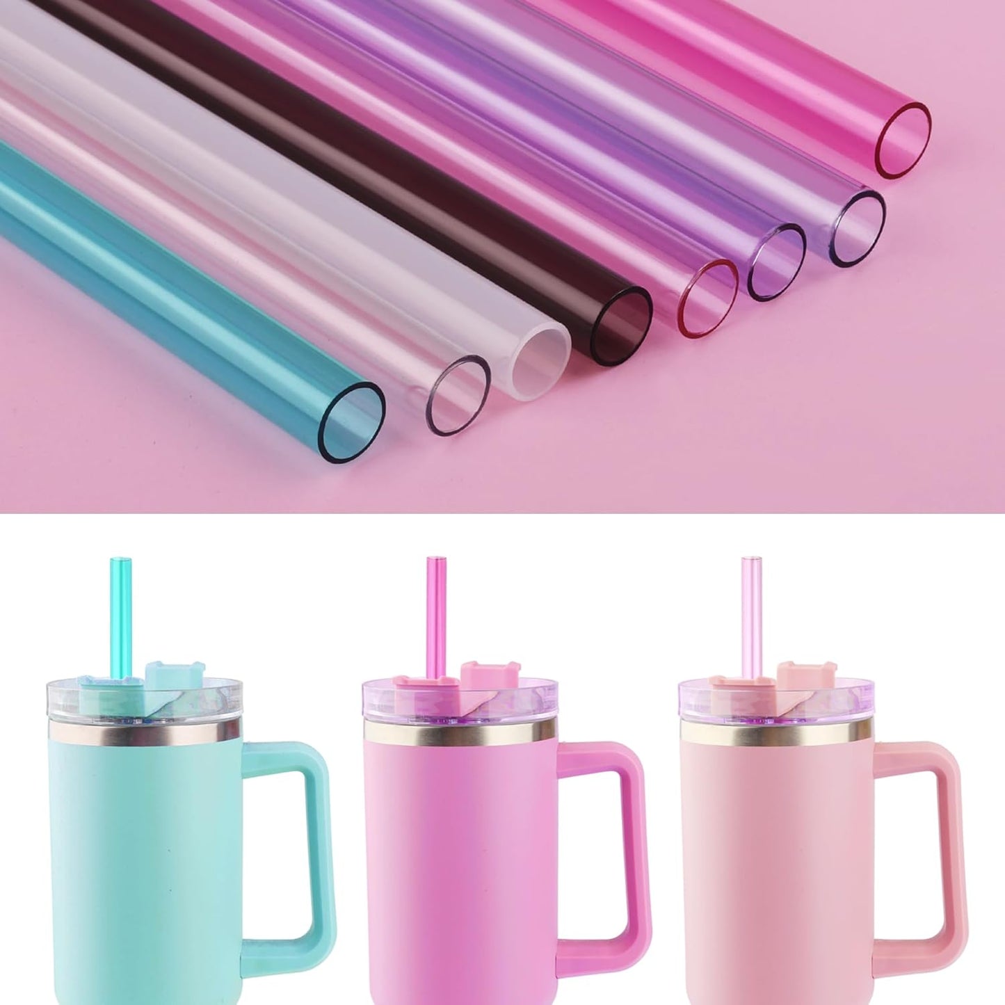 Stanley Replacement Straws - Extra Long 12-Inch Reusable Straws for 40 oz & 30 oz Tumblers | Multicolor 6-Pack