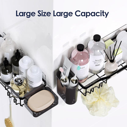 NESOMI Shower Caddy - Rustproof Stainless Steel Organizer with Soap Dish & Hooks | 7-Pack Large Capacity