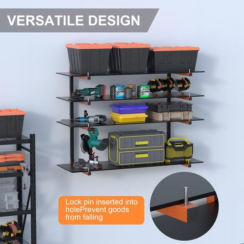 Heavy Duty Metal Lumber Storage Rack by [Brand Name] - 8-Level Wall Mount Design for Garage Organization | 32-Inch