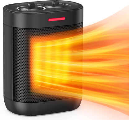 Pereysi Ceramic Personal Space Heater - 1000W/700W Low Wattage Electric Heater for Office & RV | Quiet Mini Design