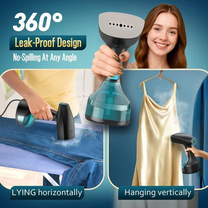 Steamer for Clothes, 1900W Strong Penetrating Steam Portable Handheld Garment Steamer Clothes Steamer with 3 Steam Settings, Fabric Brush, 300ml Big Capacity, Travel Steamers Iron Safe Removes Wrinkle