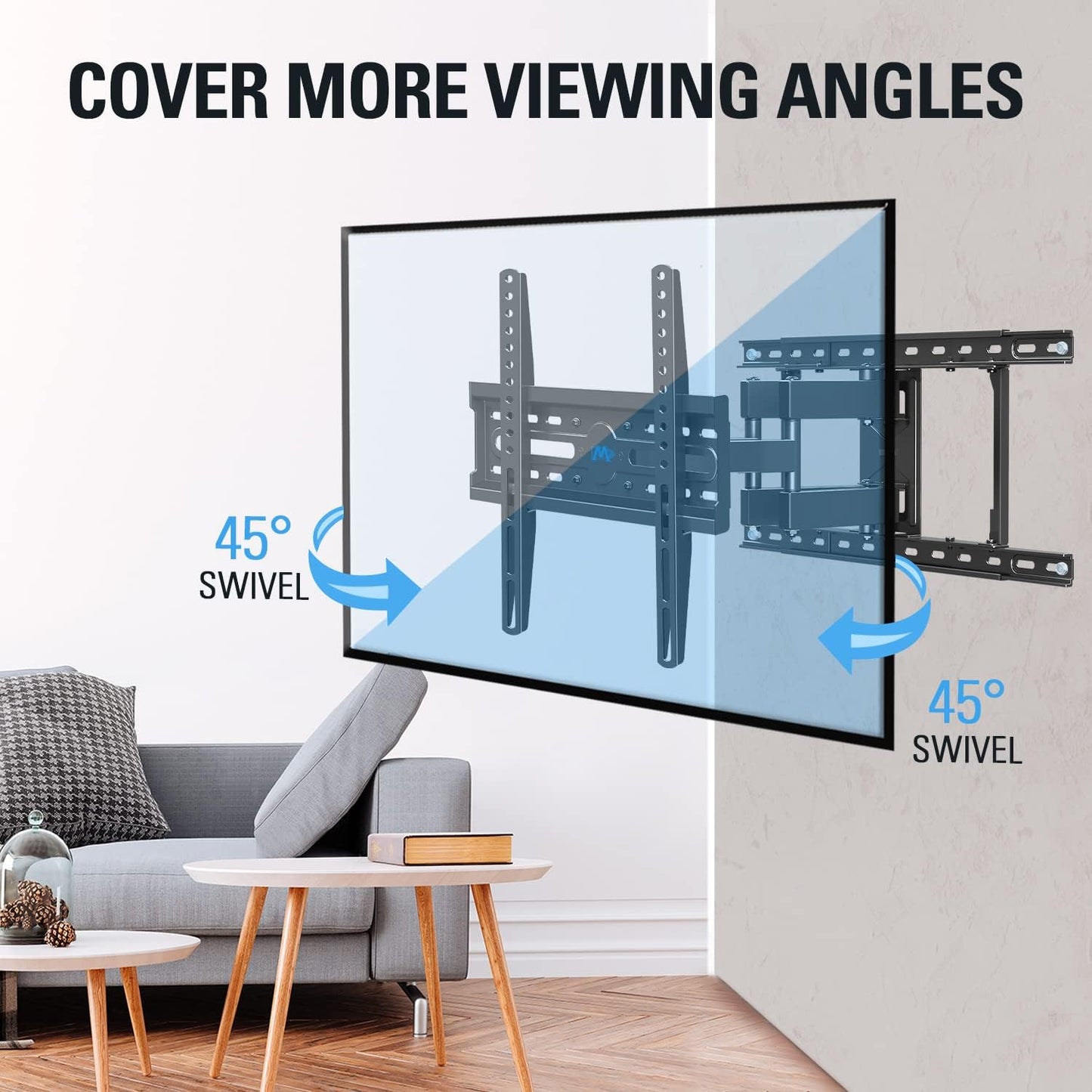 Mounting Dream TV Wall Mount - Full Motion Dual Arms for 32-65 Inch TVs | Swivel & Tilt, Max VESA 400x400mm