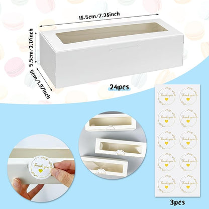 Keeparty 24-Piece White Macaron Boxes with Clear Window – Bakery Packaging Gift Boxes