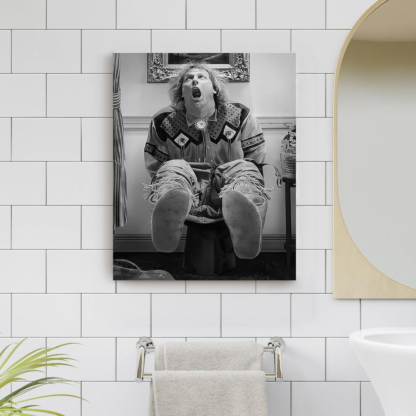 VYPEROCK Funny Framed Canvas Wall Art - Humorous Dumb and Dumber Poster for Bathroom | 8"x10" Modern Decor