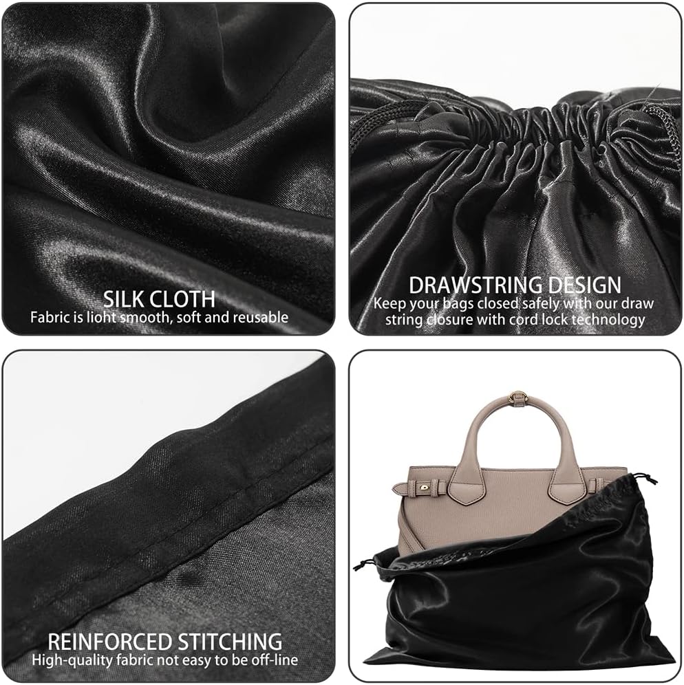 Skiennix Dust Bags for Handbags - Dustproof Silk Cover with Drawstring | 2 Pack Travel Storage Pouches