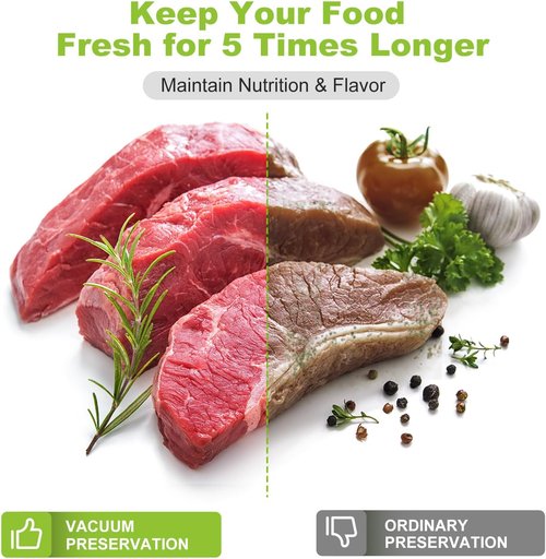 Bonsenkitchen Vacuum Sealer Bags Rolls - 11” x 150’ | BPA-Free, Easy Cut & Seal for Meal Prep & Sous Vide Cooking