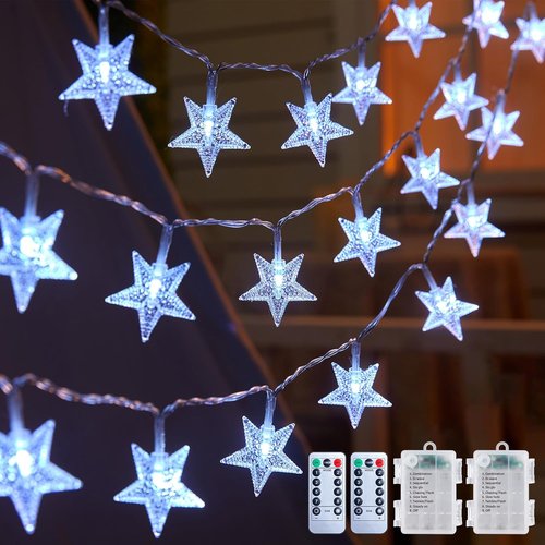 Brightown Star String Lights - 2 Pack 17 ft 50 LED Waterproof Fairy Lights with Remote & Timer | Perfect for Bedroom, Patio & Wedding Decor