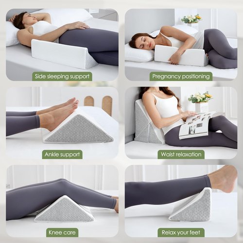 Bed Wedges & Body Positioners 3 in 1, Wedge Pillow for Back Pain Relief, Triangle Bed Wedge Pillow for Side Sleeping, Elderly, Bed Sores, After Surgery, Knees Elevated, Pregnancy