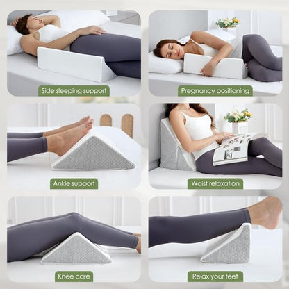 Bed Wedges & Body Positioners 3 in 1, Wedge Pillow for Back Pain Relief, Triangle Bed Wedge Pillow for Side Sleeping, Elderly, Bed Sores, After Surgery, Knees Elevated, Pregnancy