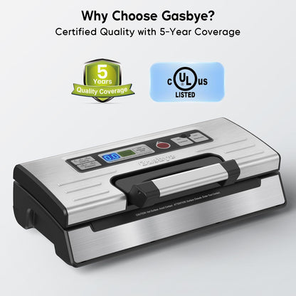 Precision Vacuum Sealer Machine by [Brand Name] - Double Heat Seal for Dry & Moist Food, Easy-Lock Handle, Built-in Bag Storage, Silver