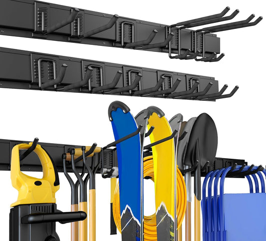 UUP Garage Storage - 64 Inches Wall Mount Tool Organizer with Adjustable Metal Hooks | Heavy-Duty Yard Shed Rack