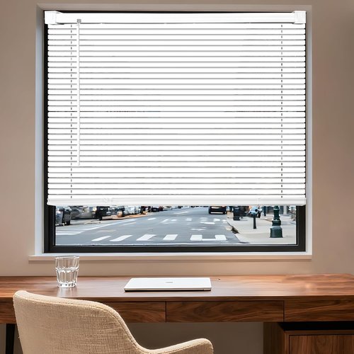 BLINDLY Home Cordless Vinyl Mini Blinds - Light Filtering Window Shades | 20" W x 64" L, White