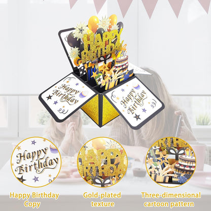 Pop Up 3D Birthday Card - Unique Greeting Card with Envelope for Him, Her, Kids | Perfect Gift