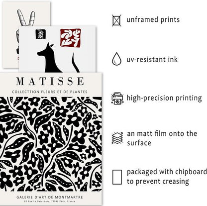 Anerza 16 PCS Black and White Matisse Abstract Wall Art Decor | Minimalist Gallery Prints for Bedroom & Living Room
