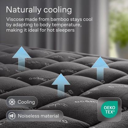 Ultra Soft Twin XL Size Mattress Topper - Viscose Made from Bamboo Pillow Top Mattress Pad for Back Pain Relief - Naturally Cooling for Hot Sleepers, Dark Gray