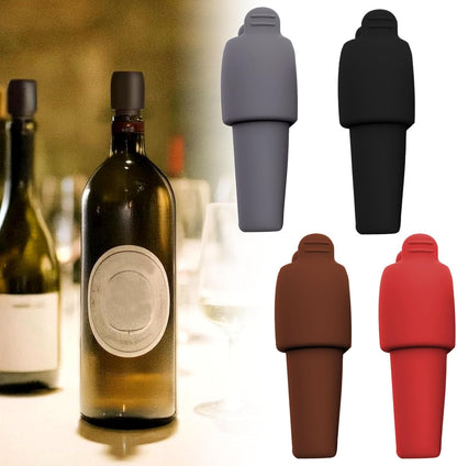 Silicone Wine Stopper for Wine Bottles, 2025 New Wine Stoppers for Wine Bottles, Seal Bottle Cover for Beer Champagne, Glass Bottle Sealer Covers Wine Stoppers for Home Use (4, All)