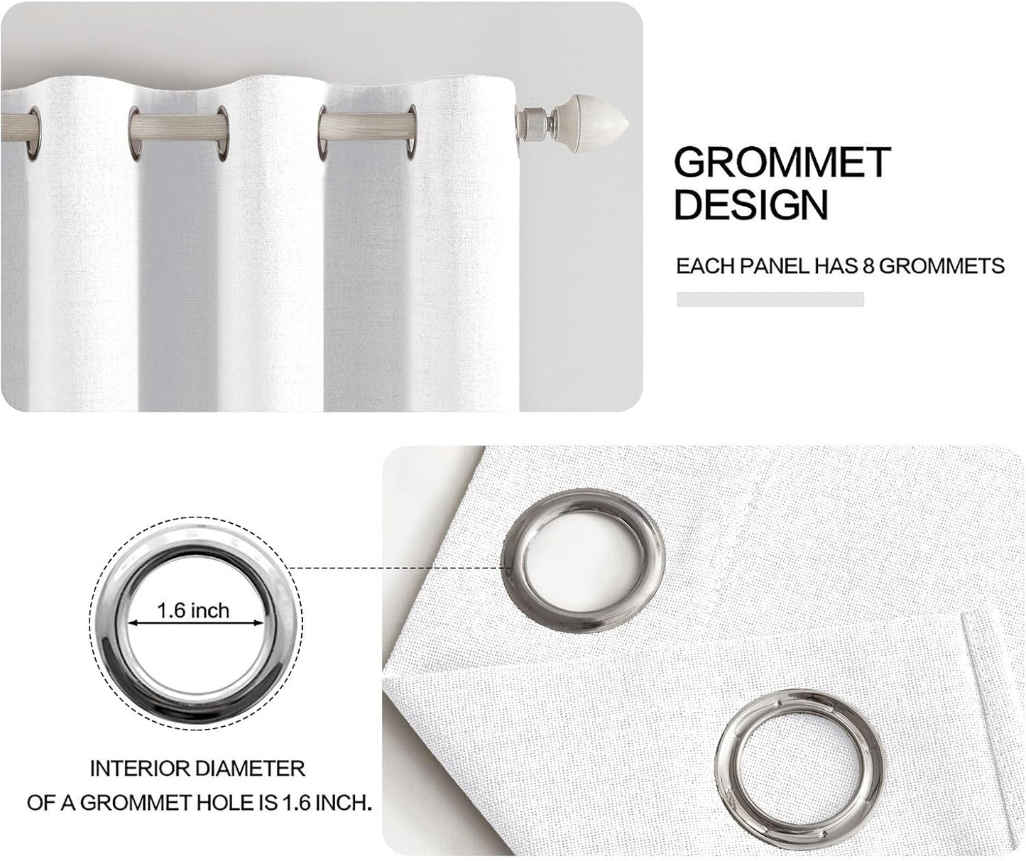 MIULEE Blackout Curtains - 100% Thermal Insulated Linen Textured Drapes | Bright White, 52 x 45 Inch (2 Panels)