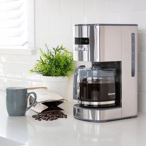Koolatron Kenmore Elite 12-Cup Drip Coffee Maker - Programmable, Auto Shut-Off, Glass Pot, Reusable Filter