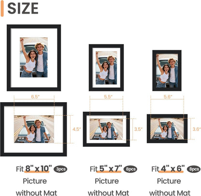 Upsimples 19-Pack Picture Frames Set - Versatile Wall Decor & Tabletop Display | Multi-Size Black Frames (8x10, 5x7, 4x6)