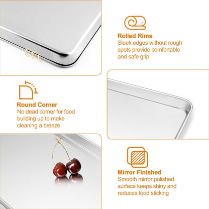 TeamFar Stainless Steel Baking Sheet Set - Heavy Duty Non-Toxic Cookie Pans & Cooling Racks | 6 PCS (3 Pans + 3 Racks)