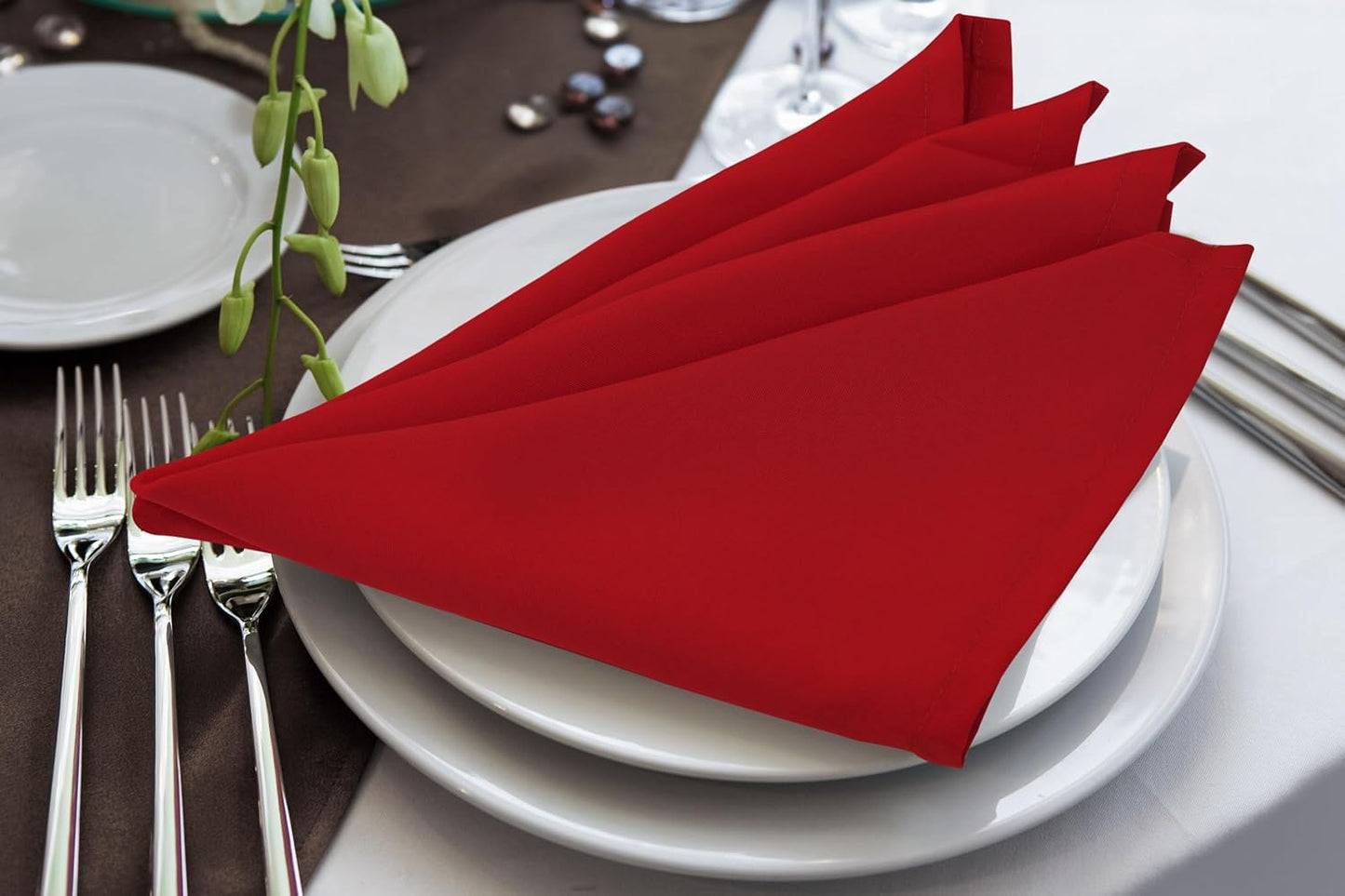 Utopia Home Cloth Napkins - 24 Pack Red, 17x17 Inches, 100% Polyester, Washable & Reusable for Events