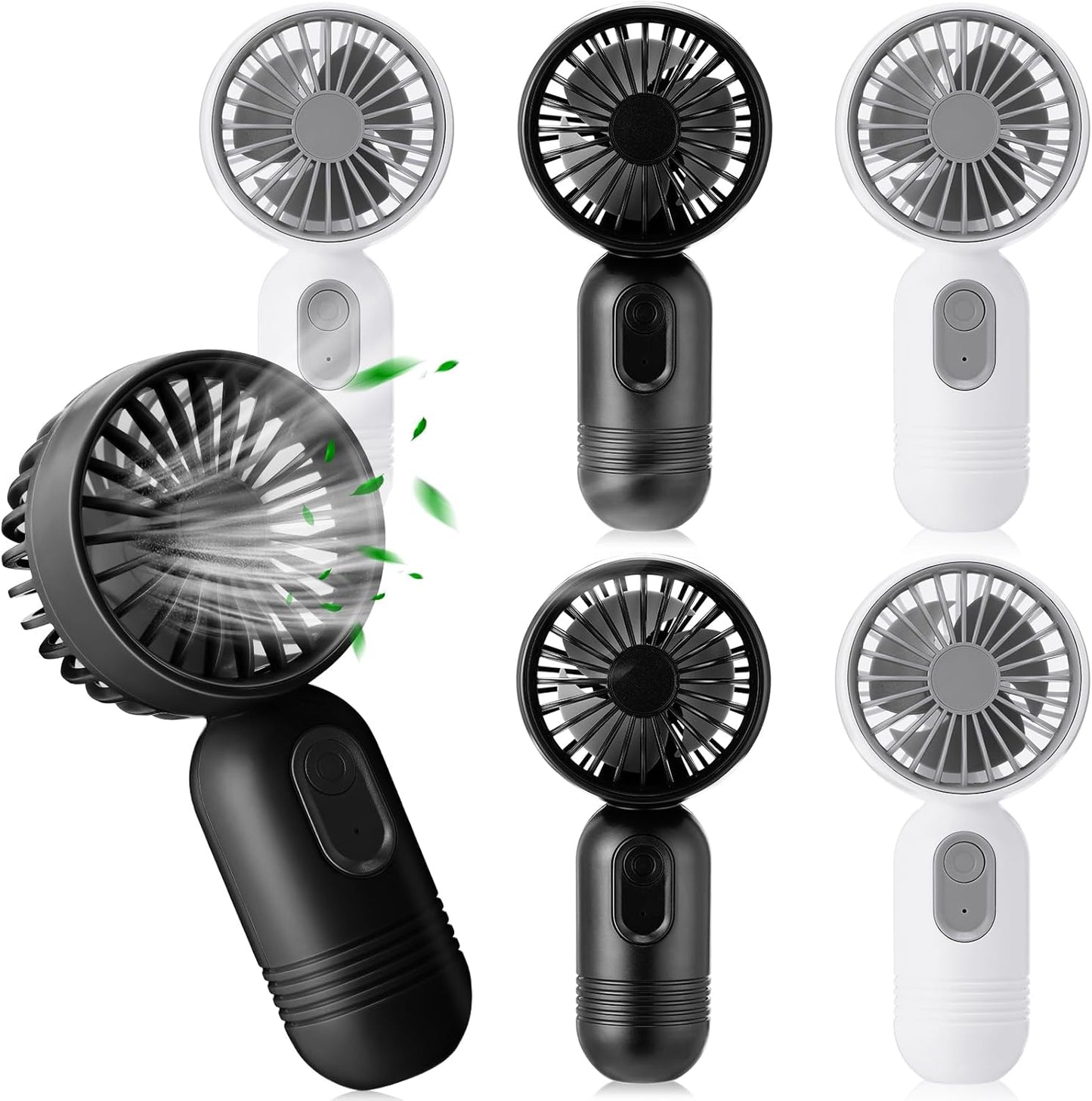 Skiennix Mini Portable Fan - Cute Handheld Design | USB Rechargeable, 3 Speeds, Lightweight - Black & White