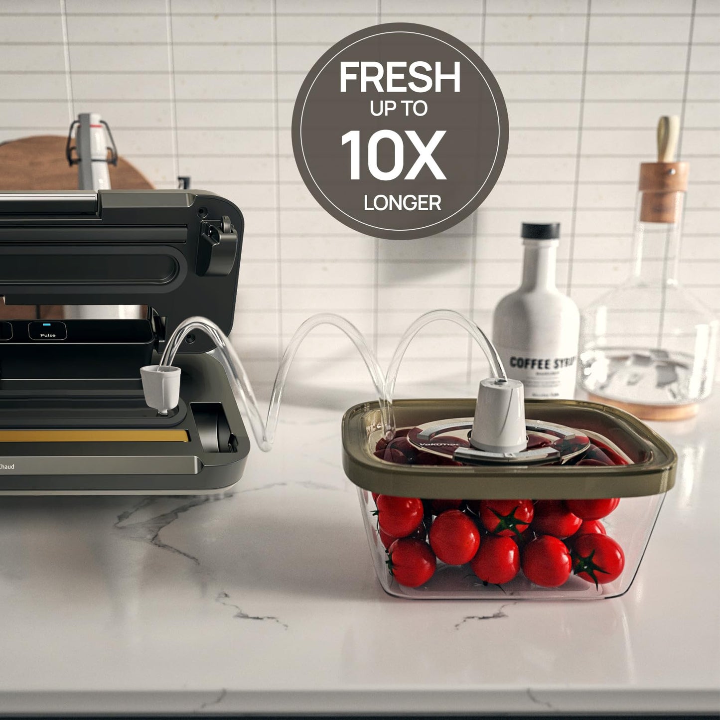 Vakumar 2PCS Vacuum Seal Food Storage Containers Vacuum Sealer containers Fresh Save & Keep the Flavor, Square, BPA-Free, Leak Proof, Lid with Lock - Dishwasher, Freezer & Microwave Safe