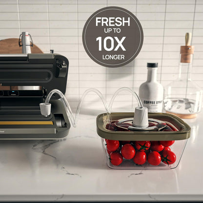 Vakumar 2PCS Vacuum Seal Food Storage Containers Vacuum Sealer containers Fresh Save & Keep the Flavor, Square, BPA-Free, Leak Proof, Lid with Lock - Dishwasher, Freezer & Microwave Safe