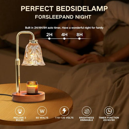 Droyek Candle Warmer Lamp - Adjustable Height & Dimmable Electric Wax Warmer with Timer | 2 Bulbs Included