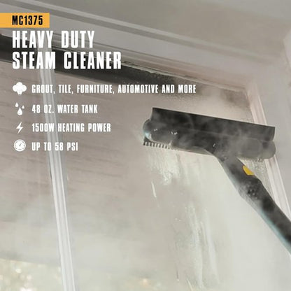 McCulloch Canister Steam Cleaner MC1375 - 90-Minute Runtime, 20 Accessories for Home & Car Detailing