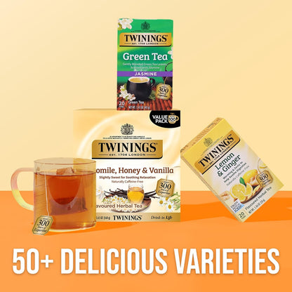 Twinings Herbal Tea - Camomile, Honey & Vanilla, Naturally Caffeine-Free, 100 Individually Wrapped Bags