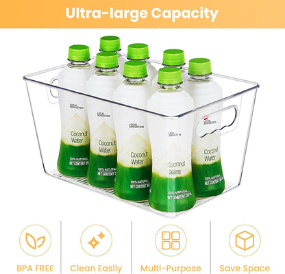 YIHONG Clear Pantry Organizer Bins - 6 Pack Plastic Storage Containers with Handles for Kitchen & Bathroom