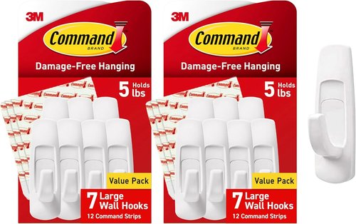 Command Large Utility Hooks - 14 Hooks & 24 Strips for Damage-Free Organization