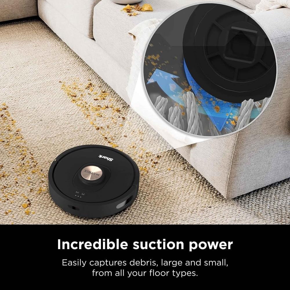 Shark AV2310AE Matrix Robot Vacuum - Self-Emptying, Precision Home Mapping, Ideal for Pet Hair - Wi-Fi, Black/Brass