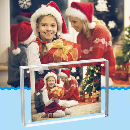 5x7 Inch Acrylic Magnetic Picture Frame Set - 3 Pack, Frameless Double-Sided Desk Frames