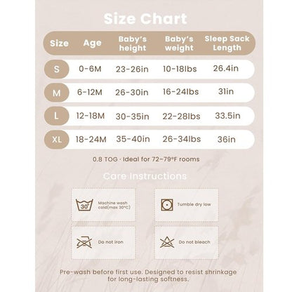 Konssy Muslin Baby Sleep Sack - 100% Cotton Wearable Blanket for 6-12 Months | 2-Pack, 0.8 TOG, Pink Blossom