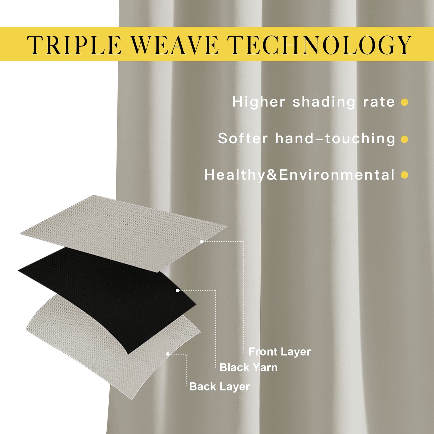 NICETOWN Blackout Natural Curtains for Bedroom - Window Treatment Thermal Insulated Grommet Solid Drapes Energy Saving Sound Reducing Room Darkening for Basement, 1 Pair, W46 x L54