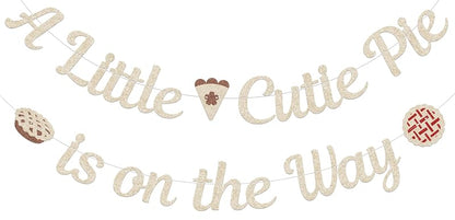 A Little Cutie Pie Is On The Way Banner — Champagne Gold Baby Shower Decor