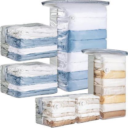 Skiennix Vacuum Storage Bags - 6 Pack Cube Combo (3 Jumbo + 3 Medium) for Clothing & Bedding Organization
