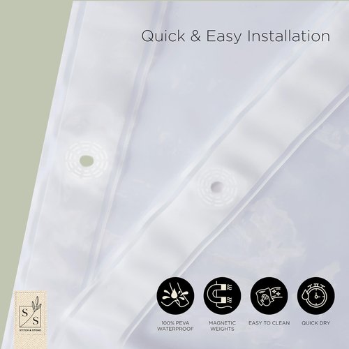 Stitch & Stone Shower Curtain Liner, Premium Lightweight Durable Waterproof 4g PEVA for Bathroom with Weighted Magnets, Standard Size 70" x 72" Clear 2 Pack