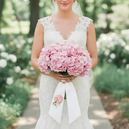 VitalCozy Pink Hydrangea Wreath - Elegant Satin Sash for Front Door Decor | Indoor & Outdoor Use