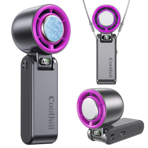 Coolhill Handheld Portable fan with Turbo Cooling - Hand Held Fan Rechargeable, 1-100 Speeds, Up to 12Hrs Battery Life, Powerful Mini Personal fan for Travel, Outdoor, Beach & Makeup