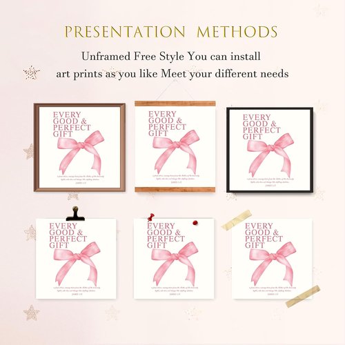 LARTSFRO Coquette Pink Bow Wall Art Decor - Aesthetic Posters for Teen Girls | Set of 4 Unframed 10x10 Inch