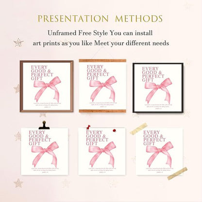 LARTSFRO Coquette Pink Bow Wall Art Decor - Aesthetic Posters for Teen Girls | Set of 4 Unframed 10x10 Inch