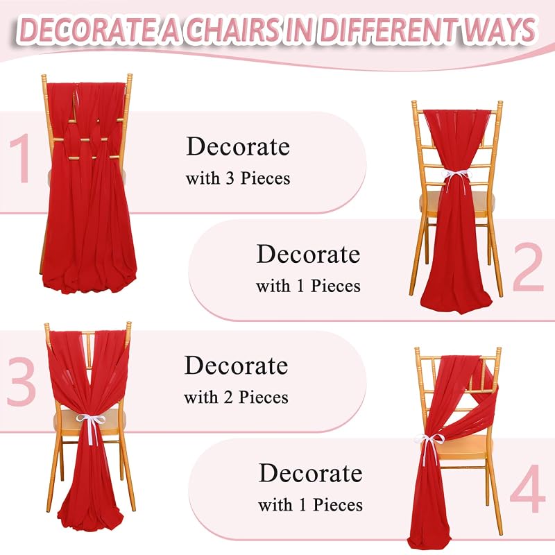 Duobao Red Chiffon Table Runner 29x120 Inch for Wedding & Party Decor - Outdoor & Indoor