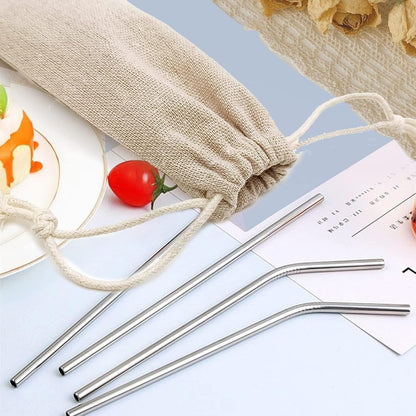 Saihisday Portable Cotton & Linen Pouch Bags - 20 Pcs Reusable Drawstring Cases for Straws & Cutlery
